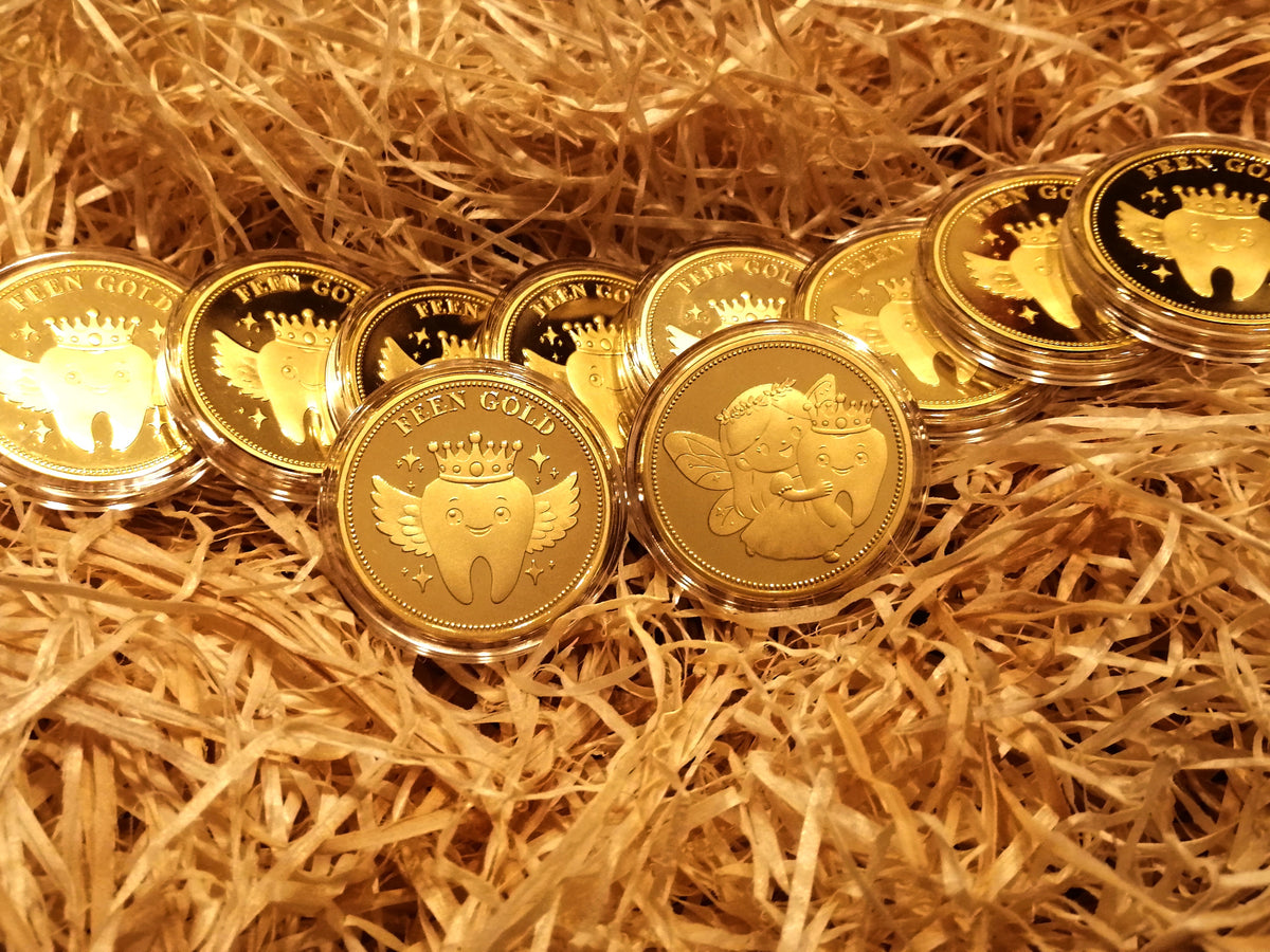 FEEN GOLD Zahnfee-Münzen – 10er Set | messing plattiert